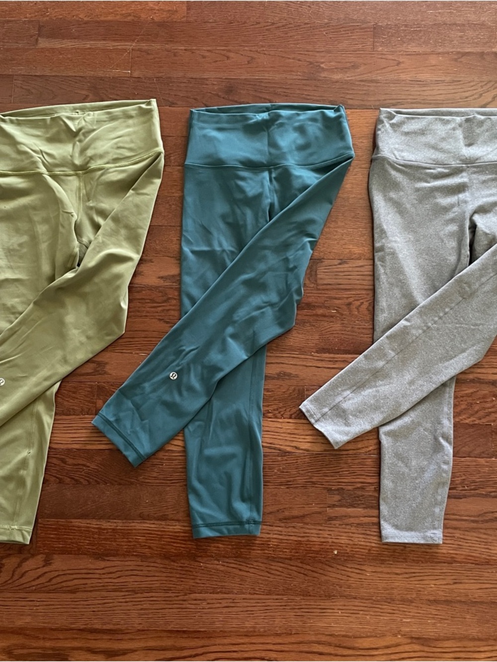 Lululemon Align Leggings  and one pair of fabletics leggings- Teal, Olive, Gray